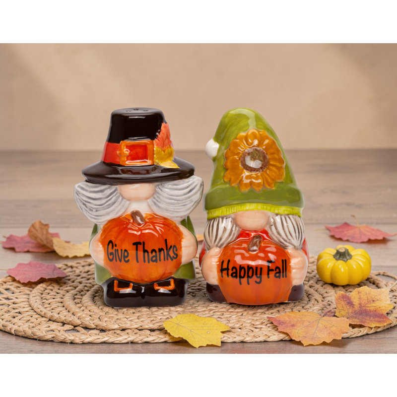 Gnome d'automne pèlerin sel et poivre