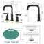 8 po Robinet de salle de bain à large entraxe en noir mat avec bonde escamotable - laiton massif fabriqué, pivotant à 360 °, soupapes à disque en céramique, bec de débit, débit de 1,5 gallon par minute, installation facile, rouille et ternissure 8 po