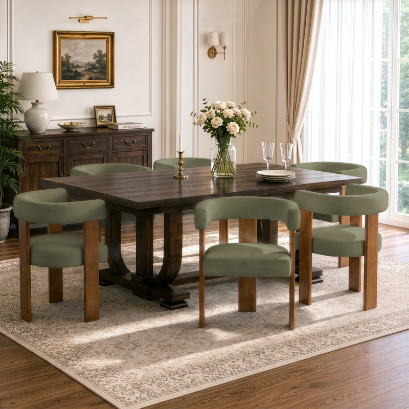 Fauteuil d'appoint rembourré en tonneau de chenille avec structure en bois massif, Green
