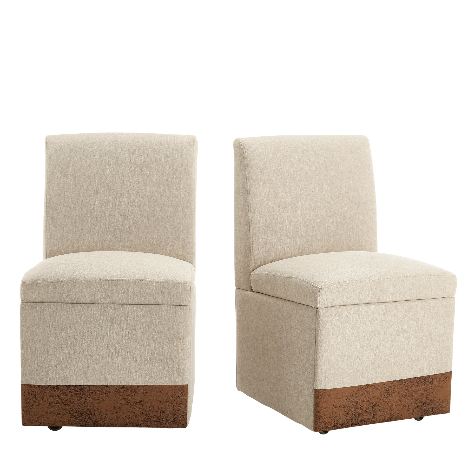 Wovilo 2pcs Upholstered Swivel Chairs With Storage - Comfy For Home ...