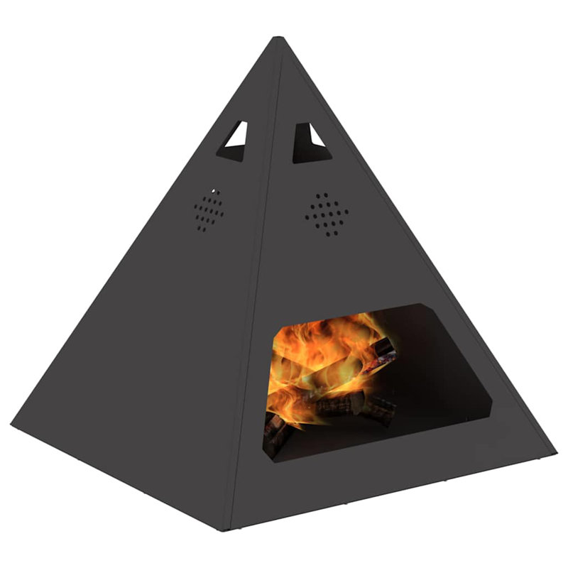 Camping Fire Pit, Grey, 51cm H x 50cm W x 50cm D