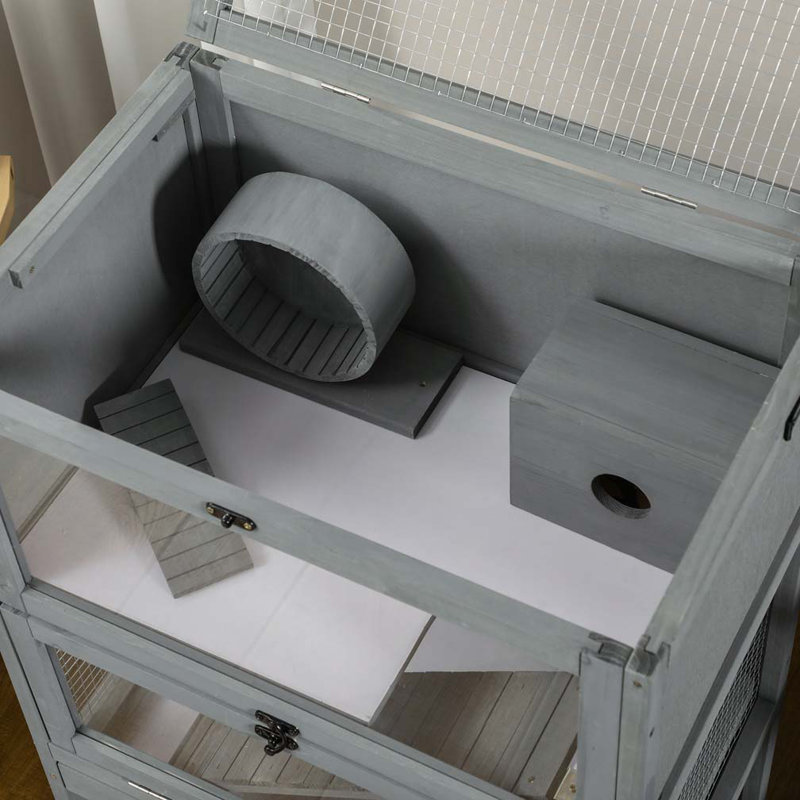 Cage à hamster en bois avec étagère de rangement PawHut