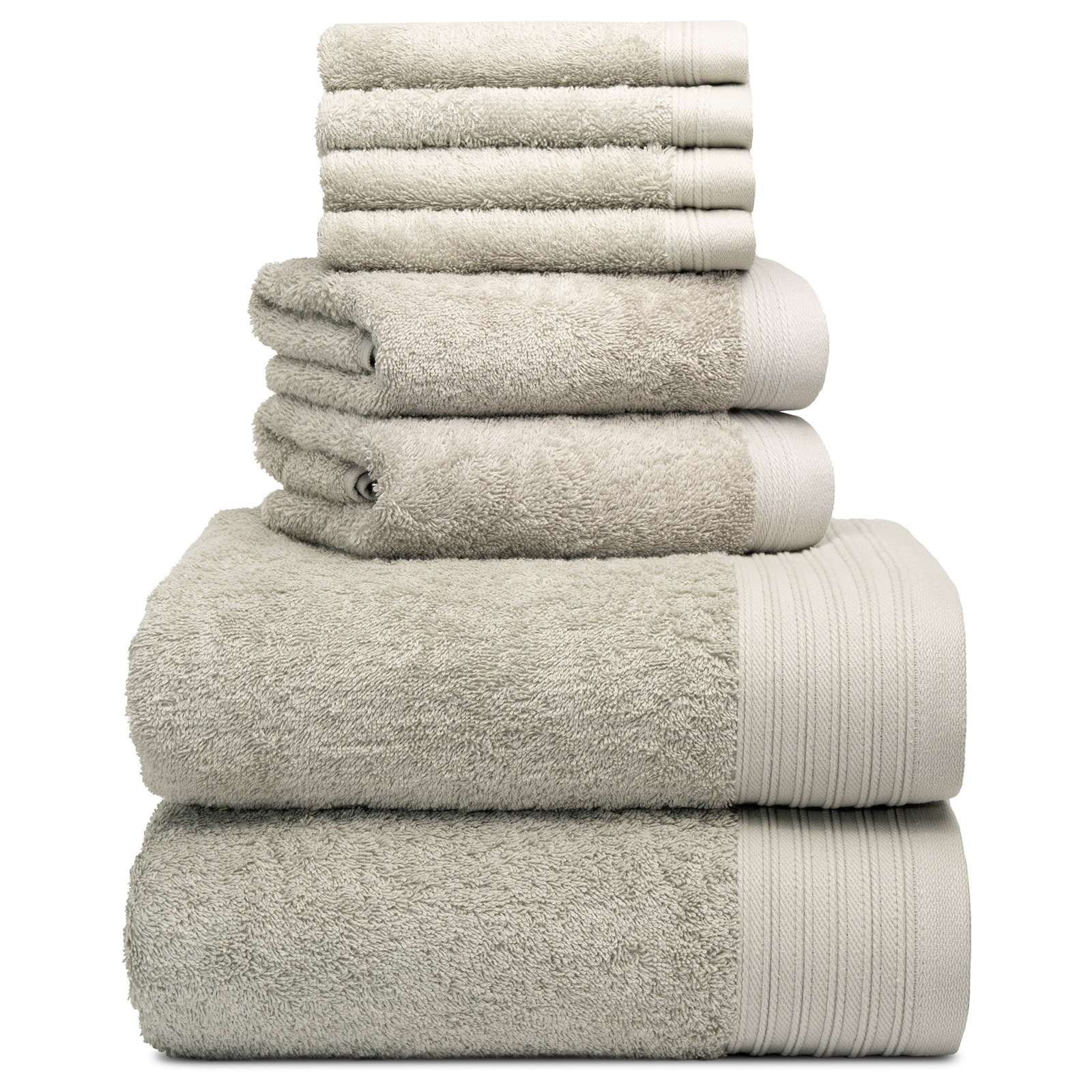 Doncia 8-Piece Cotton Towel Set, Silver