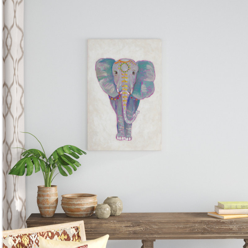 Festival Elephant I by Chariklia Zarris - Painting, 30cm H x 20cm W, Wrapped Canvas