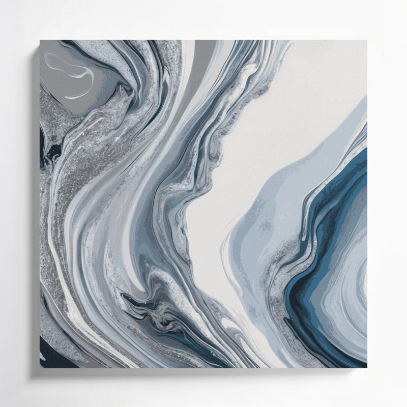 Abstrait art fluide sur toile grise 25, H 12 po x l 12 po