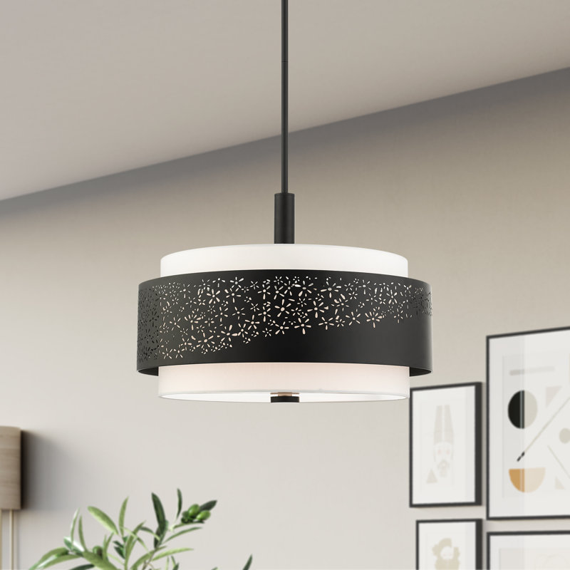 Lustre tambour 4 lumières à abat-jour Bevil