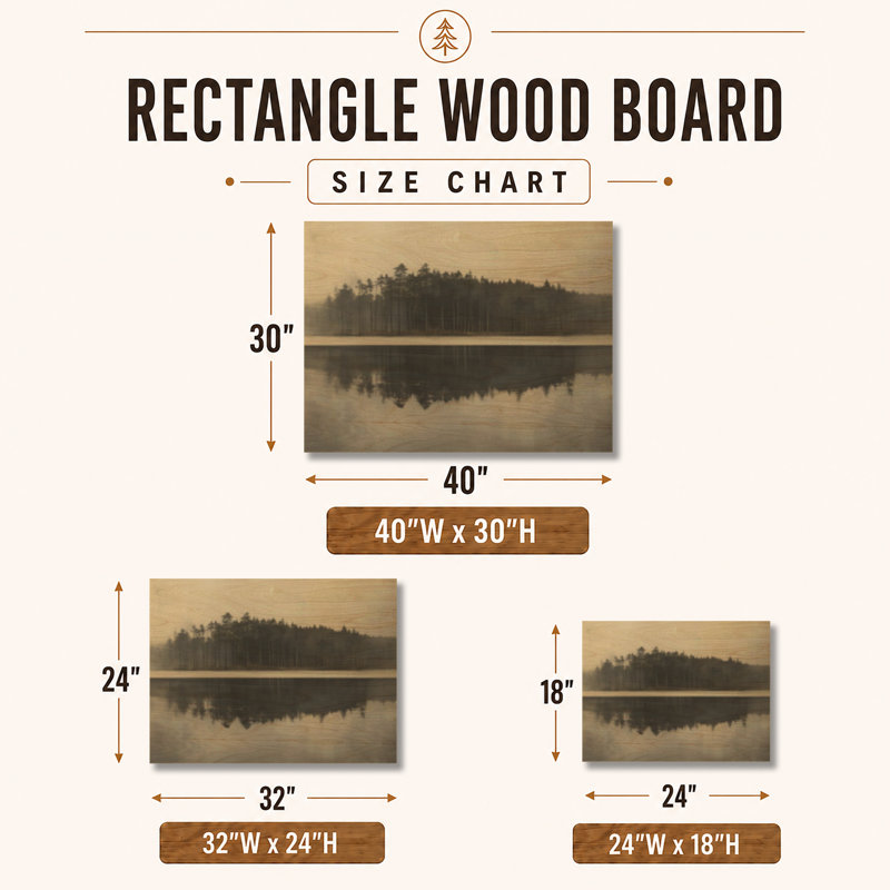 Reflet silencieux de la forêt - Tableau mural en bois de pins noirs, H 24 po x l 32 po, Rectangulaire