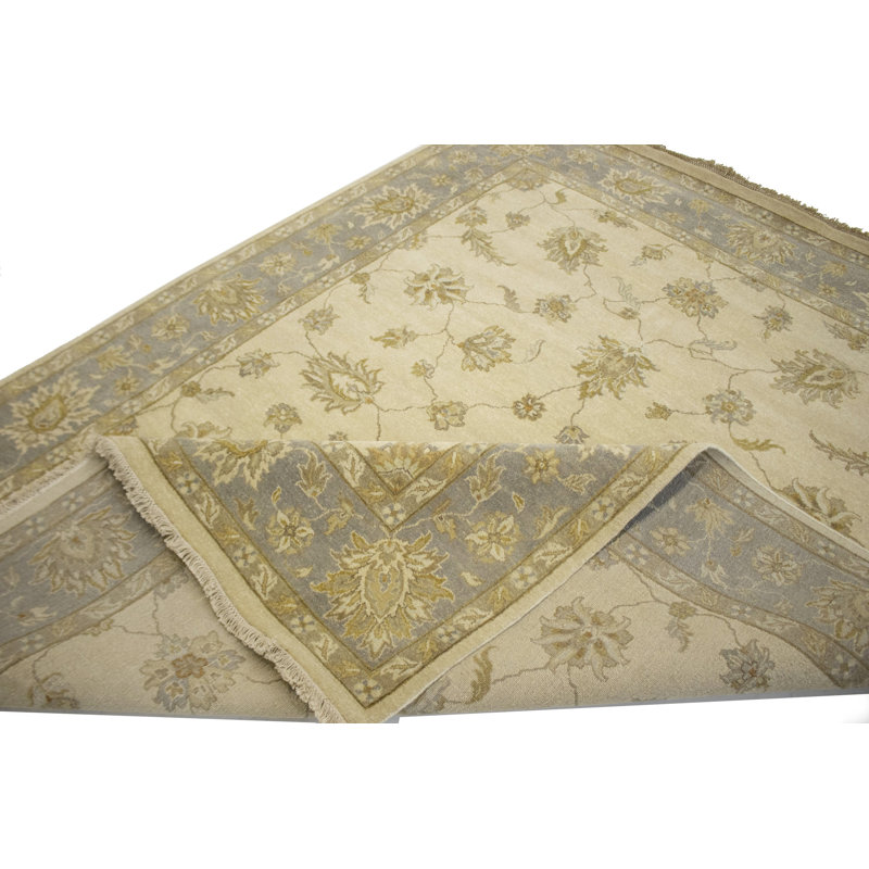Tapis crème crème traditionnel 10 x 14 Indo Heriz Serapi
