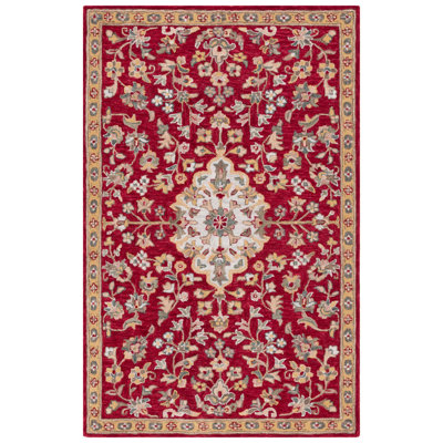 Jaxson Blossom Hand Tufted Wool Cotton Floral Rug in Beige/Red