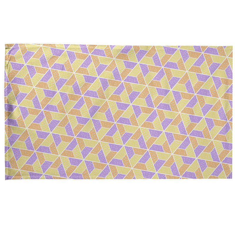 Serviette à thé trapézoïdals Mcguigan, Jaune / mauve / brun, Sergé de coton