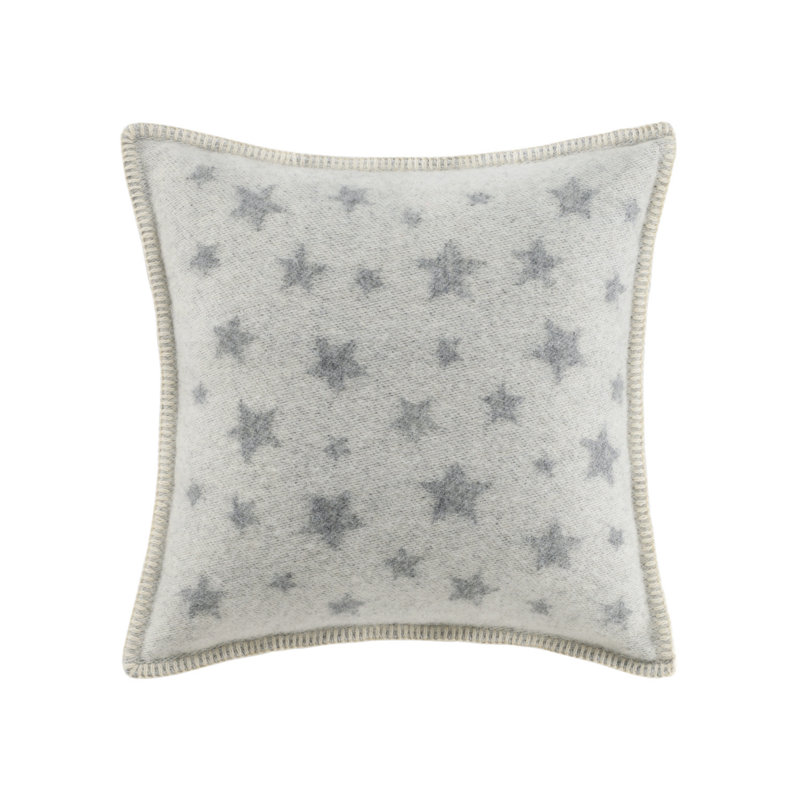 Stars Wool Cushion Cover, Grey/Off White