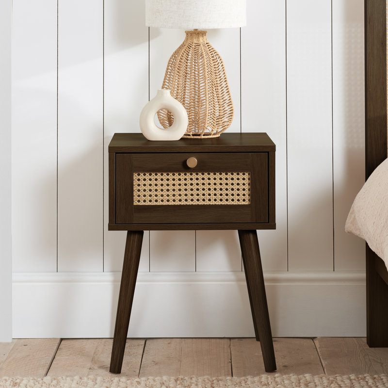Noemi 38cm W Bedside Table, Walnut
