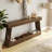 A Dark Brown, Farmhouse-Style, Double-Layered, Narrow Console Table, Suitable For Living Rooms, Behind Sofas, And Hallways.-461388300