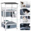 Maison de chat extérieure durable, spacieuse et résistante aux intempéries, conception à 2 étages pour chats multiples, bleu