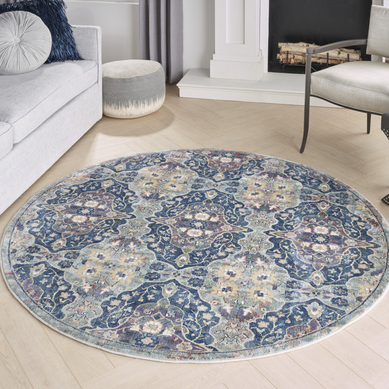 Tapis bleu marine traditionnel Raymond Farmhouse, Rectangle 4 pi x 6 pi