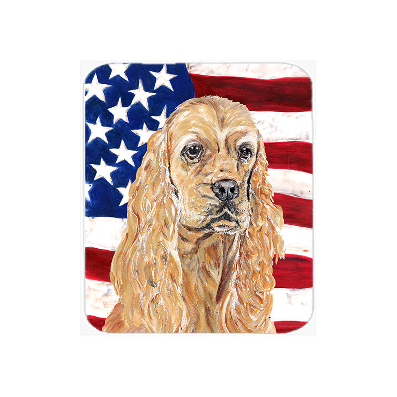 Planche à découper en verre American Flag de l’épagneul Cocker patriotique USA