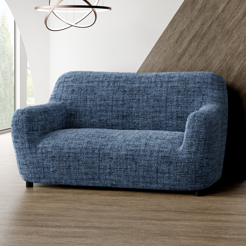 Housse extensible pour canapé - Durable et élégante - Collection Printed, Mélange de polyester bleu Vittoria, L 85 po