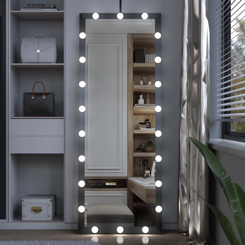 Miroir de salle de bain Hollywood, 63 po x 24 po, Noir