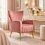 Fauteuil à oreilles en velours avec pieds en métal doré et fauteuil rembourré moderne