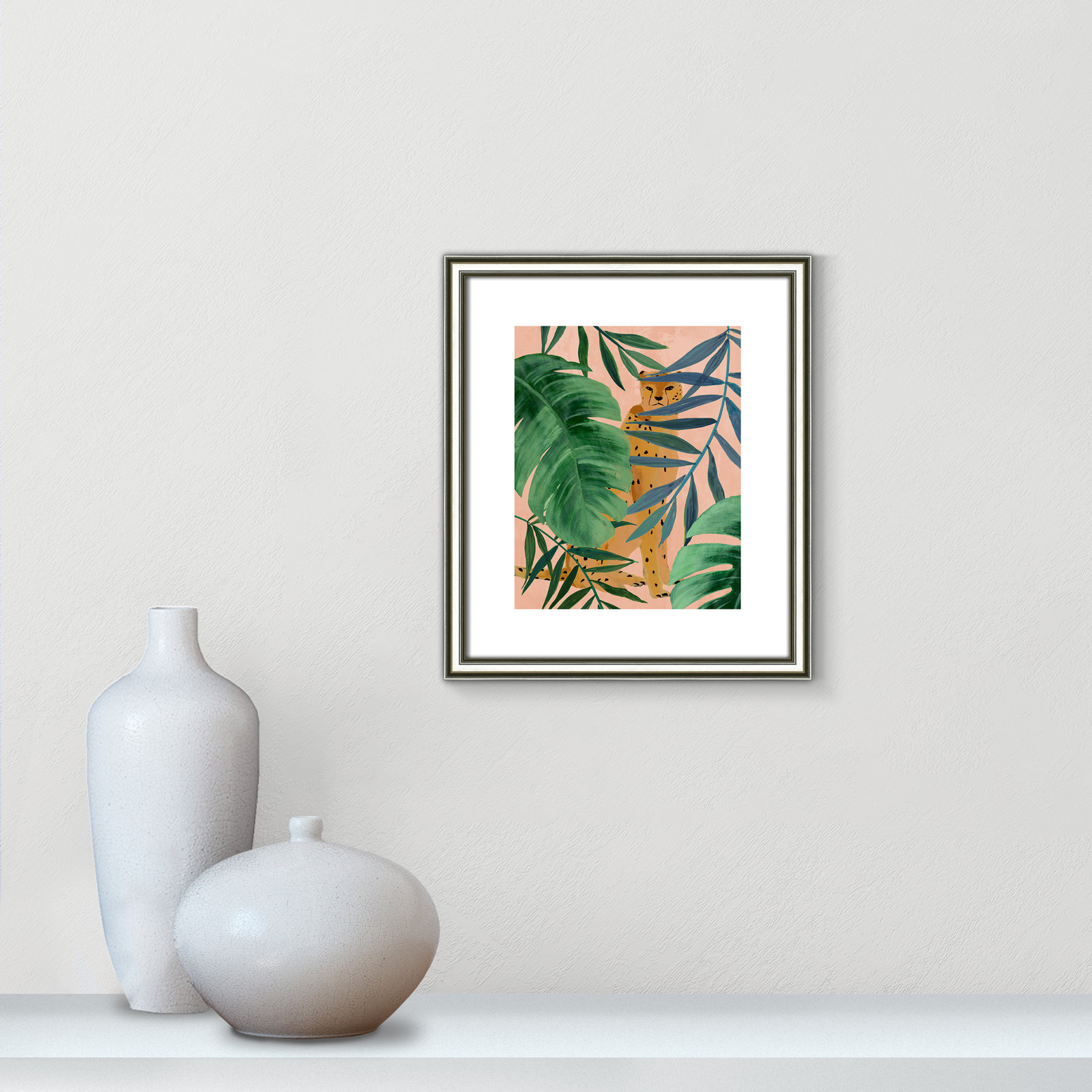 Allie "Silent Jungle" Painting by Isabelle Z, 15" H x 13" W x 0.88" D, Silver Framed Paper