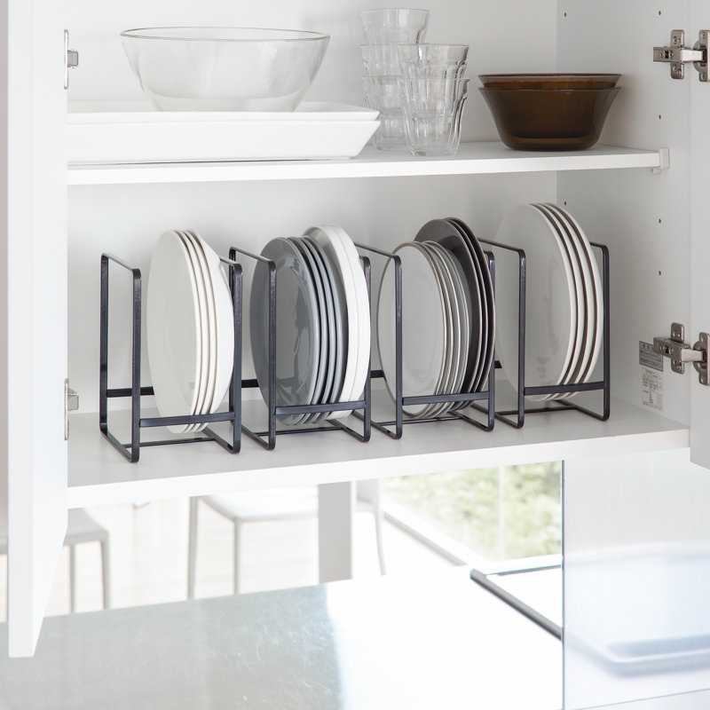 Yamazaki Home Plate Rack/Dish Stand/Dish Storage/Plate Holder, Large, Steel, Large, Black
