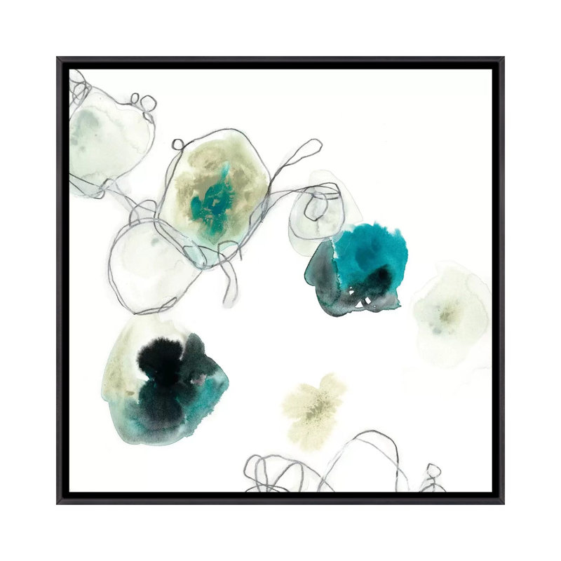 «Microcosm IV» par June Erica Vess, H 18 po x l 18 po x 1,5 po, Toile avec cadre noir patiné