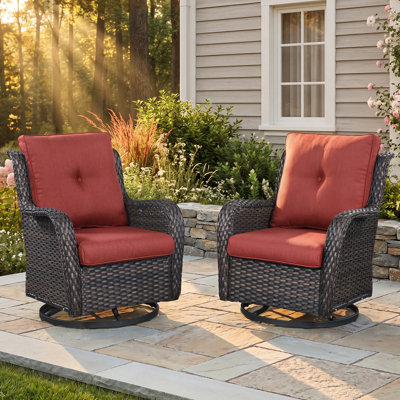 Chaise d'extérieur en osier / rotin avec coussins Lucama