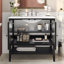 Bathroom Vanity with Ceramic Sink, Bathroom Vanity with Adjustable Shelf and Open Shelf, with Solid Wood Legs-58591757