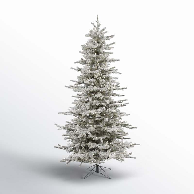 Sierra Flocked Slim Sierra Artificial Christmas Tree with LED Warm White Lights, 6.5' H