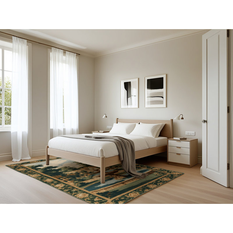 Tapis vert français lavable à la machine, Rectangle 5 pi x 7 pi