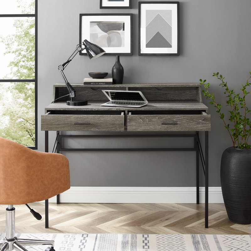 Lamarr Metal Base Writing Desk, Cerused ash