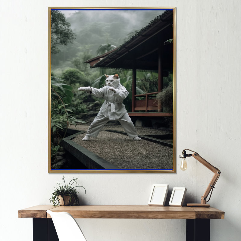 Martial Arts Combat Warrior VII sur toile, H 40 po x l 30 po x P 1,5 po, Cadre flottant doré