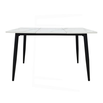 Rectangular dining table, seats 4, kitchen/dining room table, sturdy metal frame, space-saving wooden rectangular dining table.