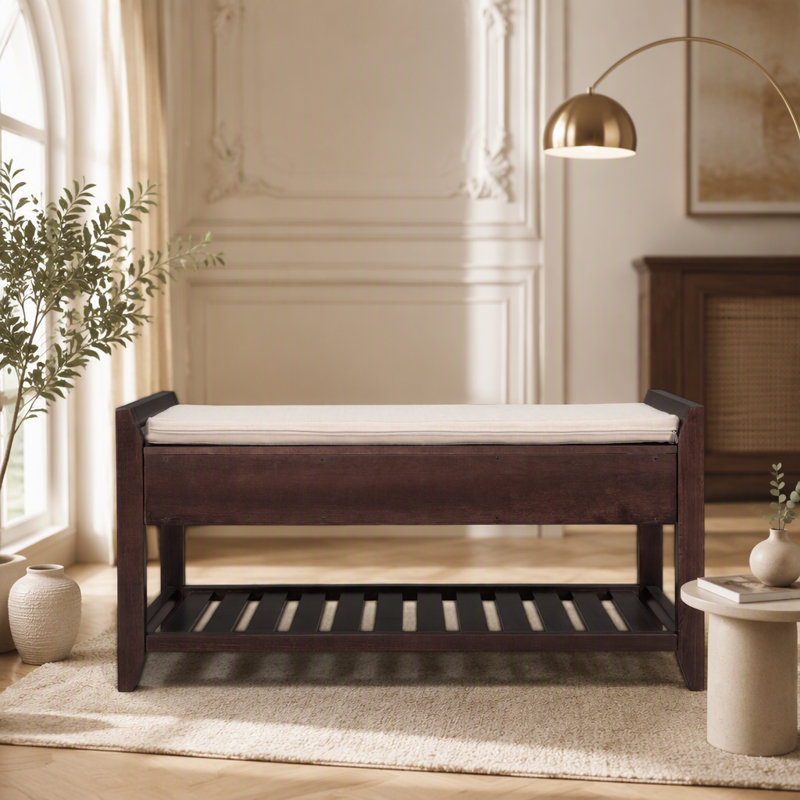 Range-chaussures avec siège rembourré et tiroirs, banc de rangement polyvalent pour entrée