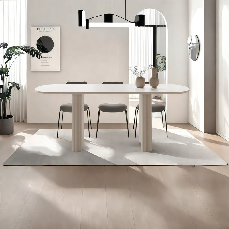 White Oval Solid Wood Dining Table, 29.50" H x 63" L x 31.50" W 
