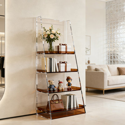 Clear Acrylic Ladder Style Shelving Bookcase