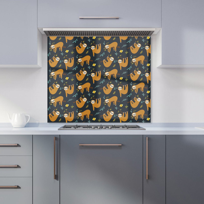 Cute Sloths Premium Glass Kitchen Splashback W600mm x H750mm