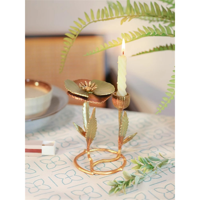 Metal Tabletop Candlestick, 3.54" H x 2.76" W x 2.76" D