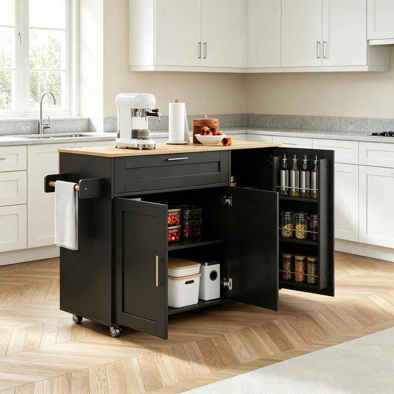 132.5 cm W Kitchen Island with Top, Gray