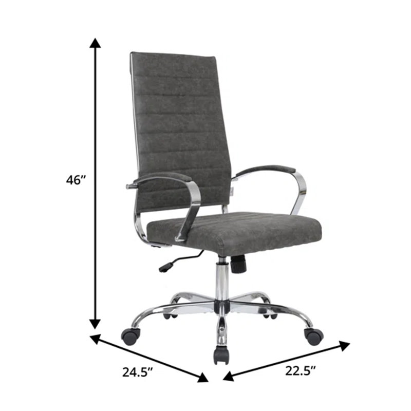 Fauteuil de direction en cuir Mulkey, Gris anthracite