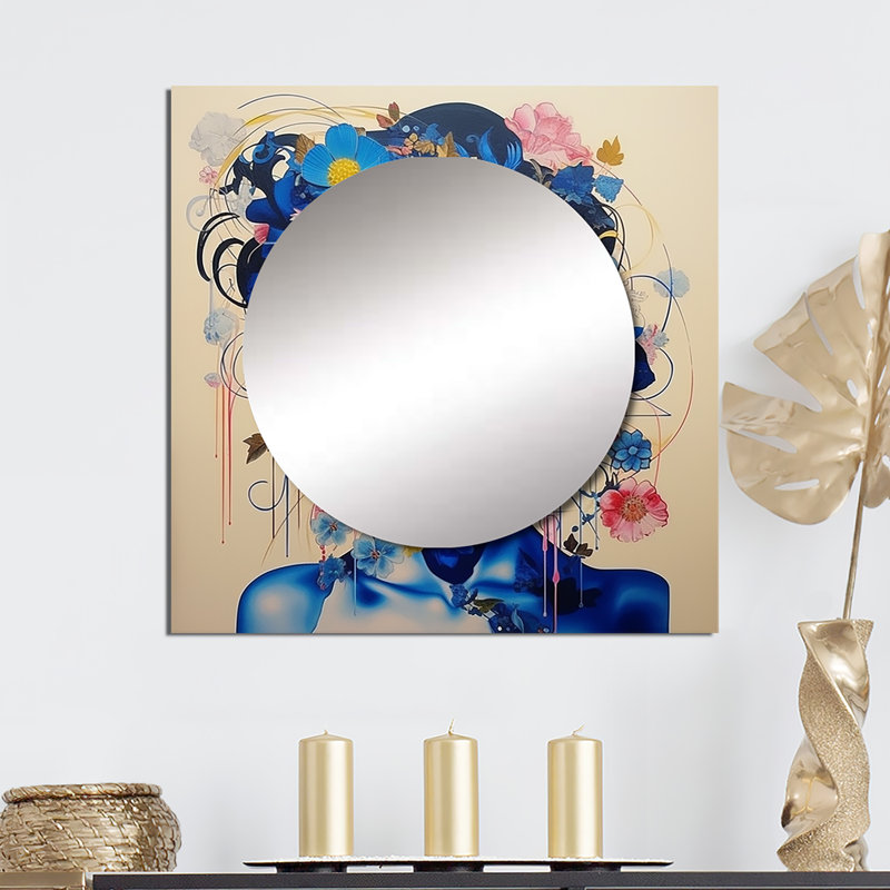 Miroir carré asiatique pour femme, 23 po x 23 po