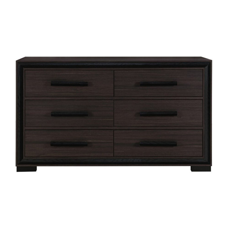 Commode avec 6 tiroirs pour la chambre à coucher, Brun