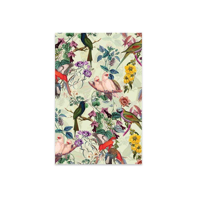 Impression florale et oiseaux sur verre acrylique, H 24 po x l 16 po x P 0,25 po