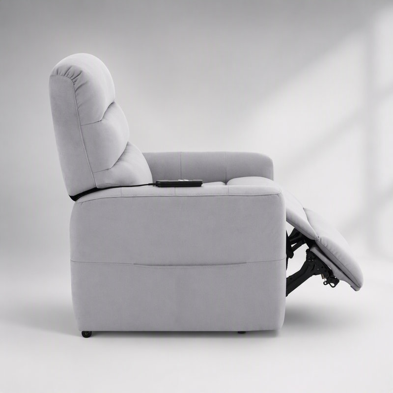 Fauteuil inclinable électrique Fredley en cuir gris Fred Aire avec élévateur, confortable et peu encombrant