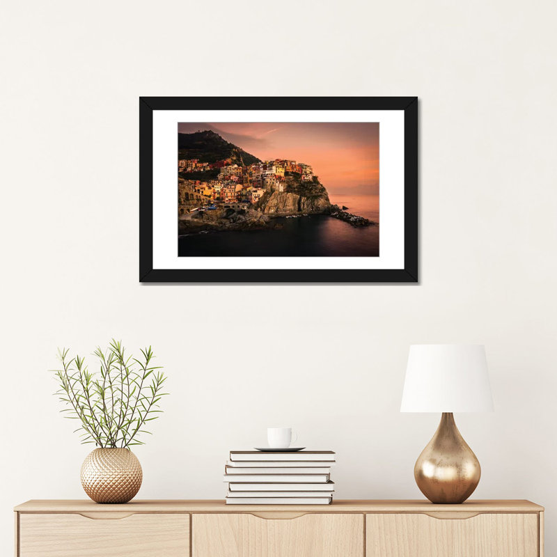 " Manarola " by Enzo Romano, 8" H x 12" W x 0.75" D, Wrapped Canvas, No Mat