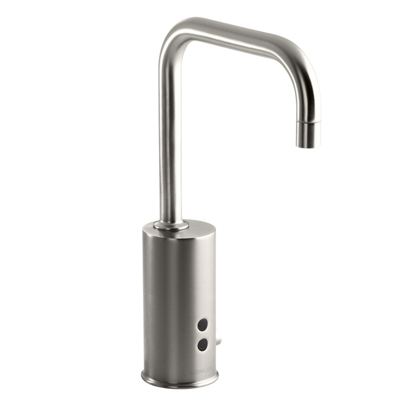 Gooseneck Single-Hole Sculpted Ac-Powered Commercial Faucet with Insight Technology and Temperature Mixer, Vibrant Stainless