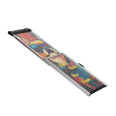Retractable Pet Ramp For Suvs, Non - Slip Surface And Stable Structure, Decorated With Nice Patterns Telescoping Dog Sandpaper Raised Side Rails, Silver + Black Color Colorful Patterns, Safe Pets To