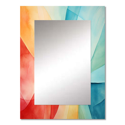 Midcentury pastel color collages III - Geometric Decorative Wall Mirror, Modern Mirror, Printed Metal Art