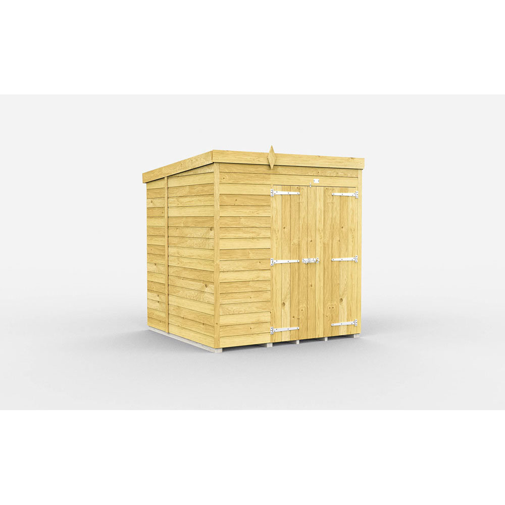 6ft x 7ft Pent Shed - Double Door without Windows