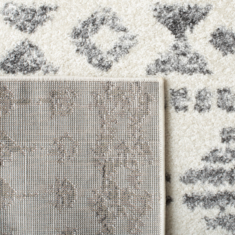 Tapis ivoire / gris Gulledge Southwestern, Rectangle 6 pi 7 po x 8 pi 7 po